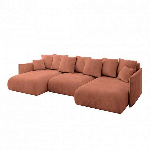 ALTDECOR SEDACÍ SOUPRAVA s funkcí lůžka a úložným prostorem ONESK-U 317x177x72 meruňková velur