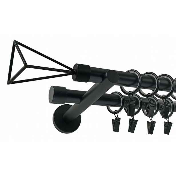 Dvojitá Garnýž 19+19 mm Černý 140 Cm Geometric