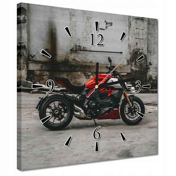 Hodiny 30x30 Červené Ducati Motocykl
