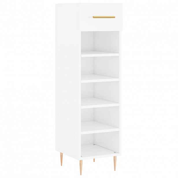 vidaXL Botník bílý s vysokým leskem 30 x 35 x 105 cm kompozitní dřevo