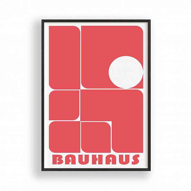 Obraz Bauhaus Geometrická abstrakce Plakát Rámeček Dřevěný Černý 30x42 cm