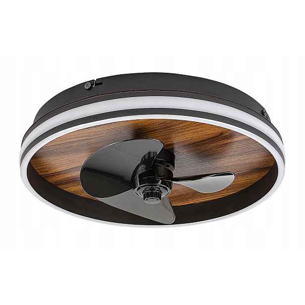 Stropní ventilátor 47 cm s Led lampou, proměnlivá barva, černý s dřevem Rabalux