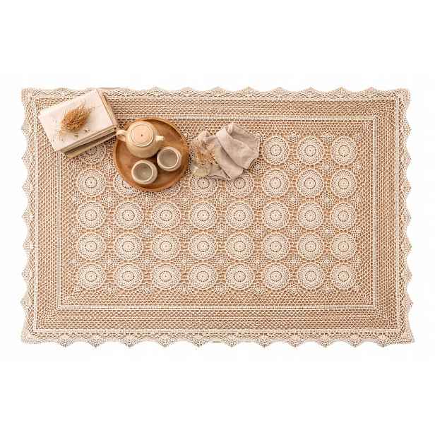 Béžový háčkovaný ubrus 140x220 Retro, klasický, Natura