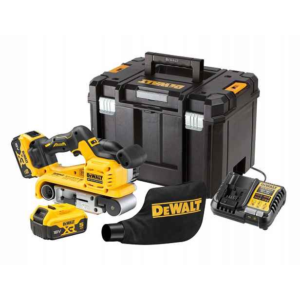 DeWALT - 18V AKU pásová bruska, 2x aku 5,0 Ah XR, nabíječka DCW220P2