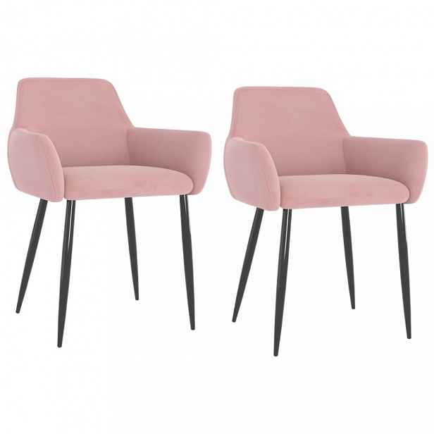 Jídelní židle 2 ks samet / kov Růžová