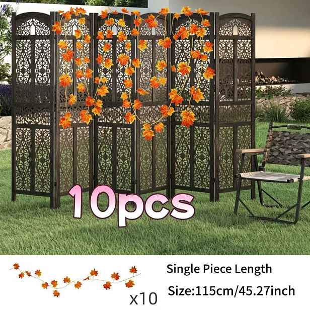 TEMU 10 ks luxusních velkých umělých javorových listových popínavých rostlin, celková délka 452,7 palců. Vhodné pro Halloween, Den díkůvzdání,