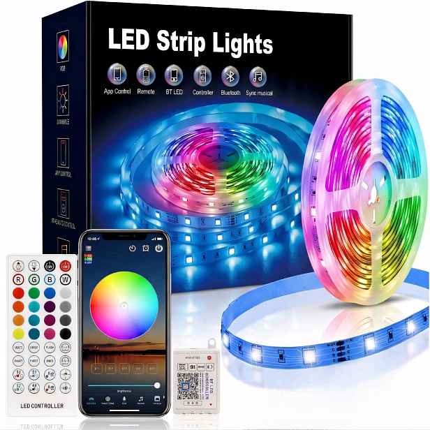 Led Pásek Rgb 20m 5050 Bluetooth Aplikace Dálkový Ovladač 12V Sada IP20