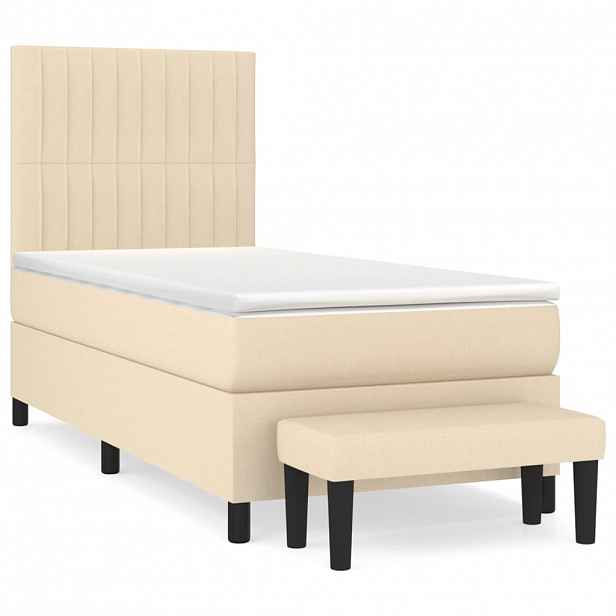 vidaXL Box spring postel s matrací krémová 100 x 200 cm textil