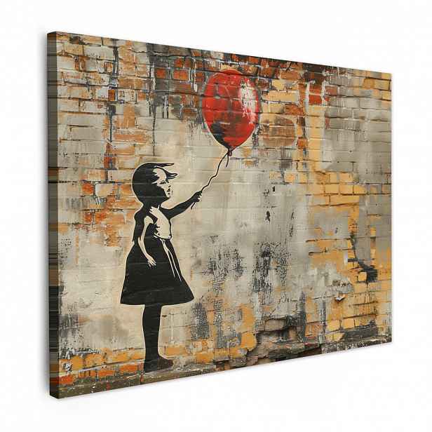 MuchoWow OBRAZ NA PLÁTNĚ Graffiti - Banksy - Dívka - Street art 40x30 cm