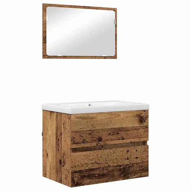 vidaXL Sada koupelnového nábytku 3 ks Staré dřevo 60 x 38,5 x 45 cm