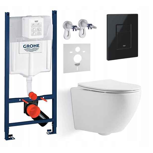 Wc sada Grohe Rapid s mísou Wc Tornado Blatna a tlačítkem černý lesk