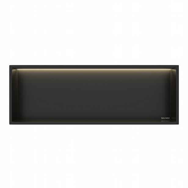 Ocelová police do výklenku Wall-box One Black s Led 30x90x10 cm Balneo