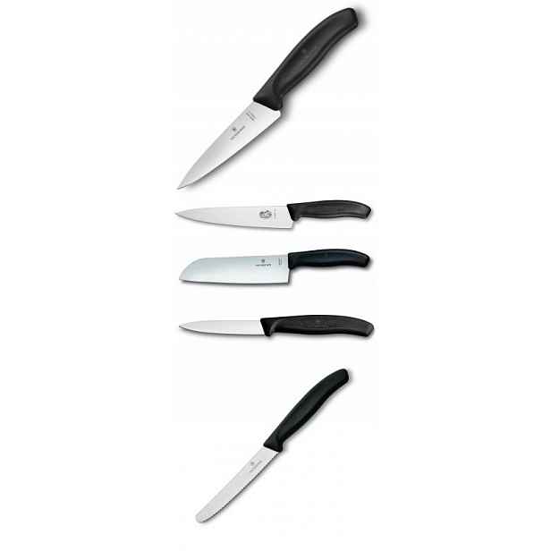 Sada 5 nožů Victorinox Swiss Classic černá Chef Zelenina Chléb