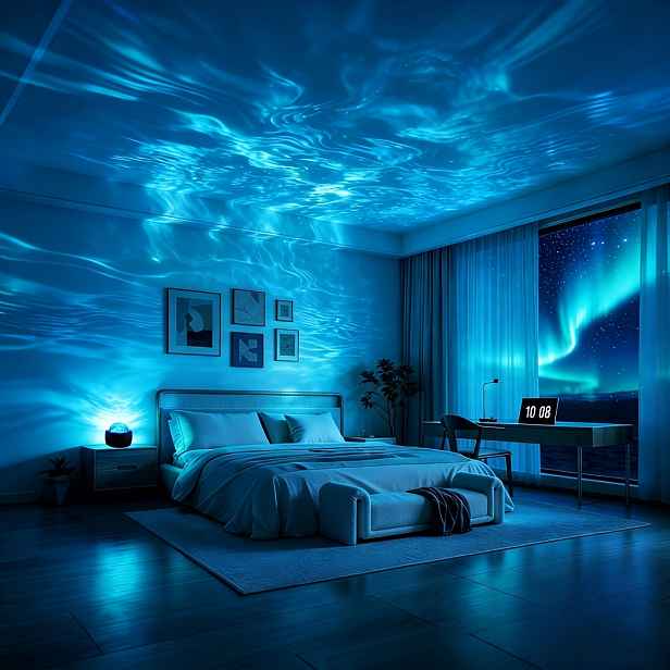 TEMU Projektor Aurora , 7 RGB hvězdné světlo, USB 5V/1A napájení, zvukem aktivovaná rytmická ambientní lampa, světlo pro sen, dekorace do ložnice, ,