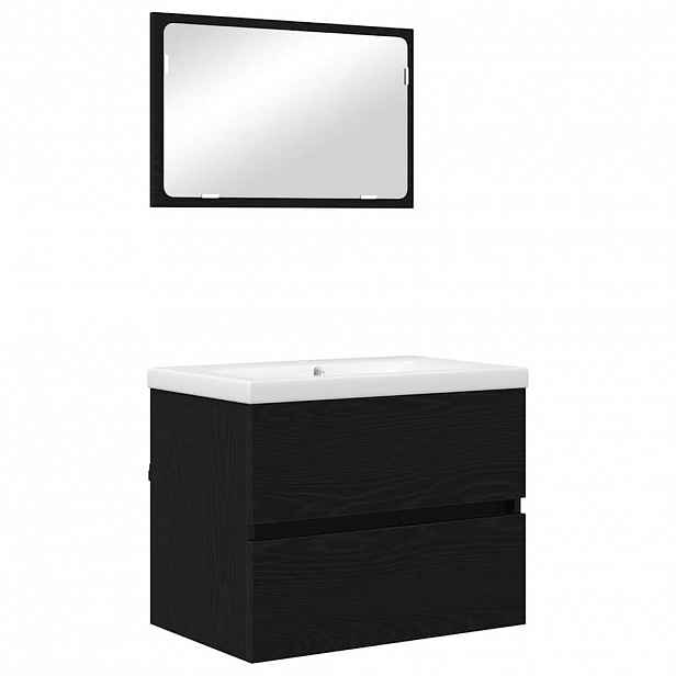 vidaXL Sada koupelnového nábytku 3 ks Černý dub 61 x 39 x 45 cm
