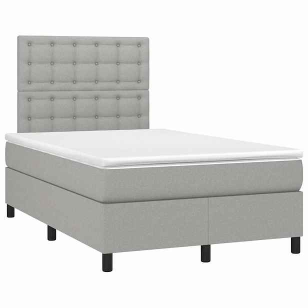 vidaXL Box spring postel s matrací světle šedá 120x190 cm textil