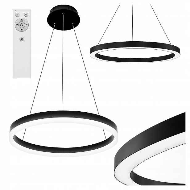Závěsná Led lampa lustr Ring 40 cm 22 W 3CCT 3000-6500K černá Xudo dálkový ovladač