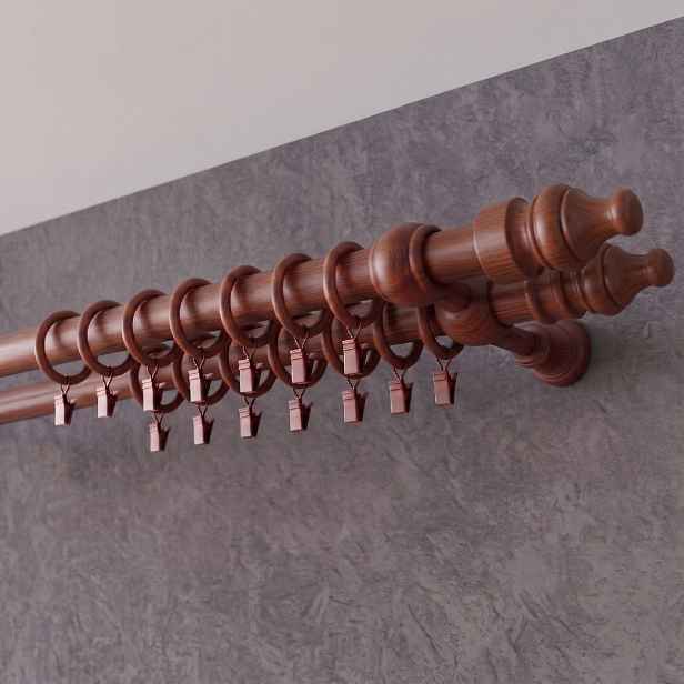 Dřevěná garnýž Ø 28 mm více rozměrů LINDA WALL FIX wenge dvouřadá Mybesthome Rozměr: 200 cm
