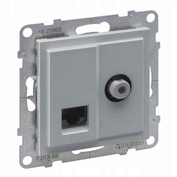 Legrand Suno Aluminium Anténní zásuvka Tv počítačová RJ45 Utp 6 721362