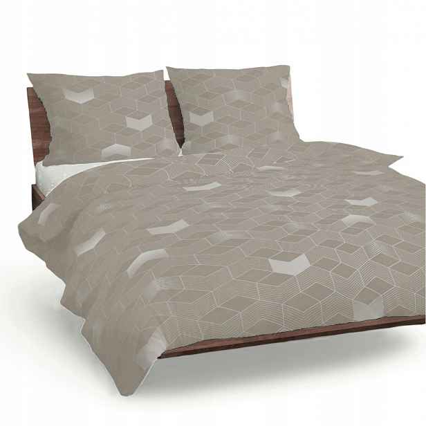 Povlečení bavlněné 160x200 béžová bílá hexagonální elegance