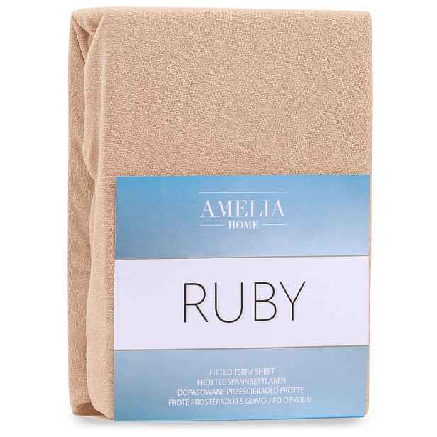 Restilo Froté prostěradlo s gumou AmeliaHome Ruby tmavě béžové, velikost 140-160x200