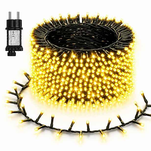Vánoční osvětlení na stromeček 2000 Led 40 m, teplé bílé, časovač, 8 režimů, paměť IP44