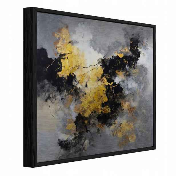 Wallarena ZARÁMOVANÉ abstraktní mramorové černé obrazy 30x30 cm