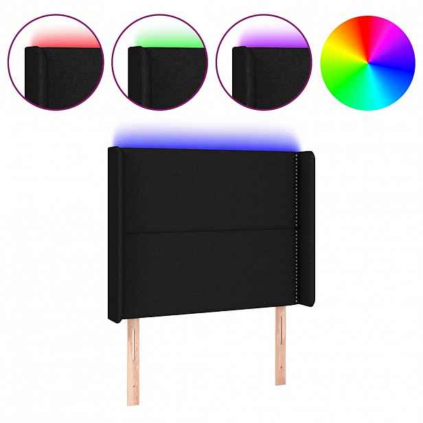 vidaXL Čelo postele s LED černé 93 x 16 x 118/128 cm textil