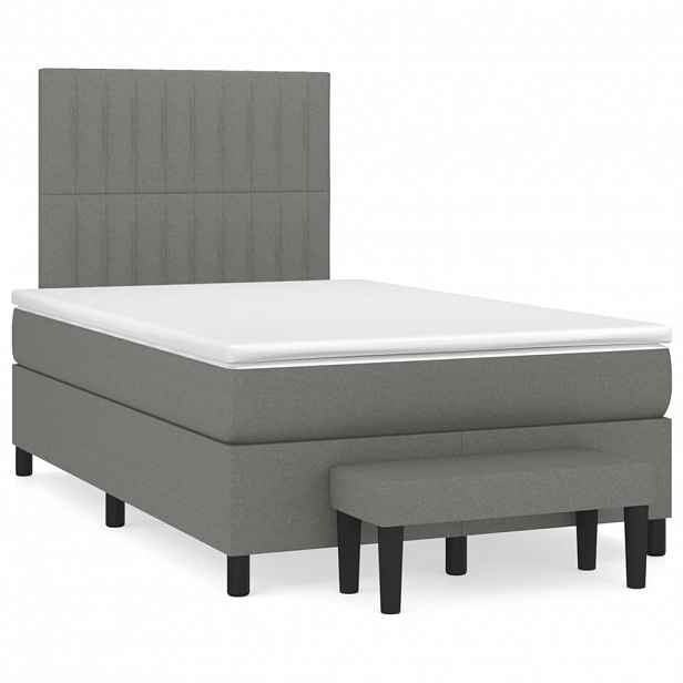vidaXL Box spring postel s matrací tmavě šedá 120x200 cm textil