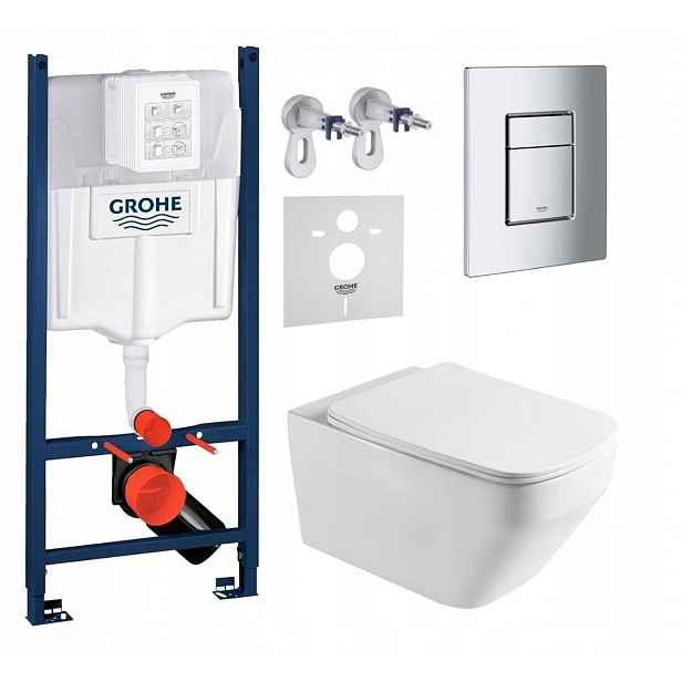 Sada Wc Rám Grohe Rapid s mísou Wc Tornado Naron a tlačítkem chrom