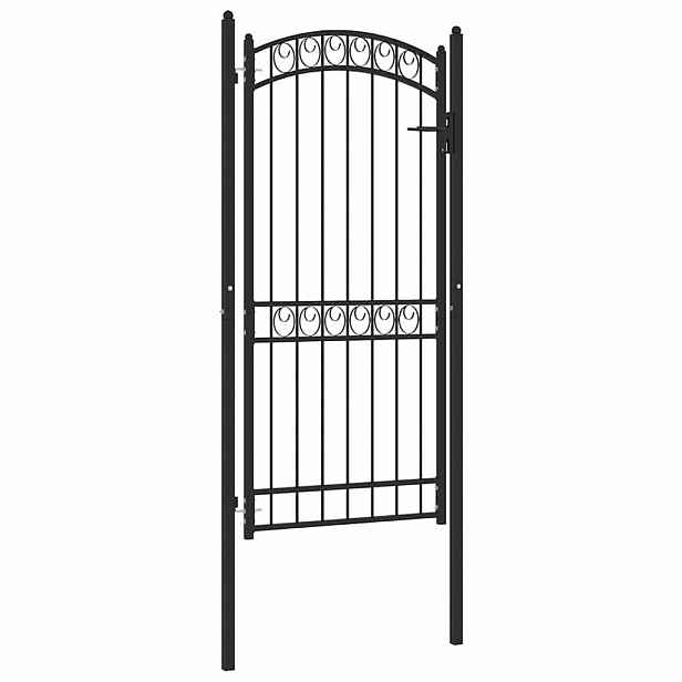 vidaXL Plotová brána EMMEN s klenutým vrškem ocelová 100 x 136 cm černá