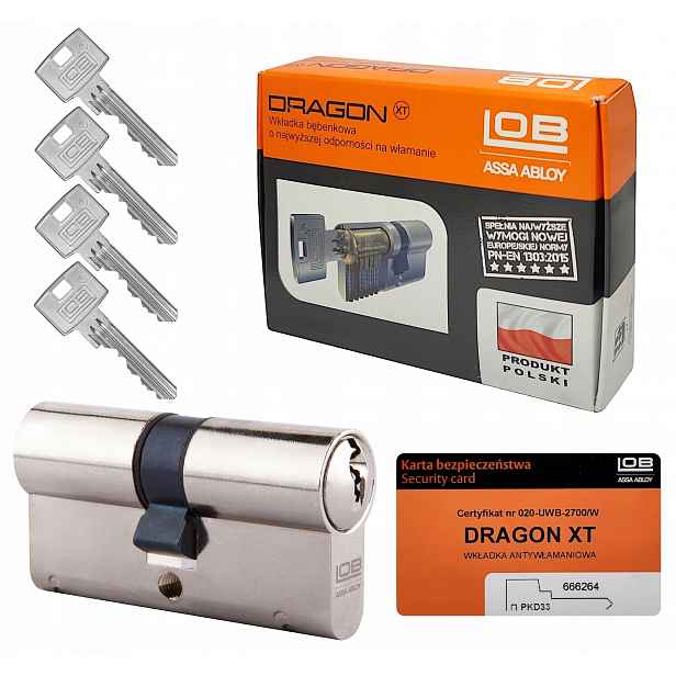 Vložka Lob Dragon Xt 45/45 niklová proti vloupání