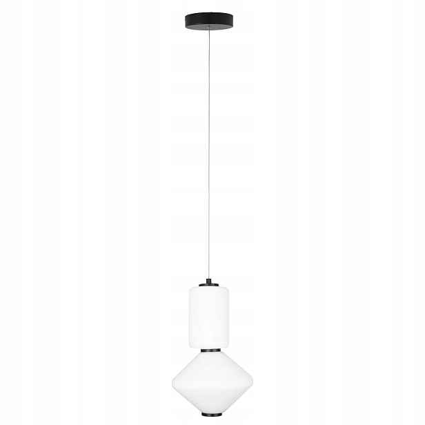 Závěsná Led lampa černá 2 skleněné bílé geometrické stínítka 3000K Maxlight