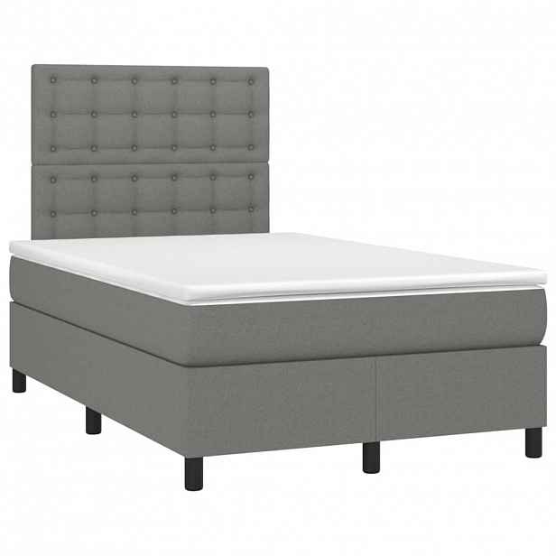 vidaXL Box spring postel s matrací tmavě šedá 120x190 cm textil