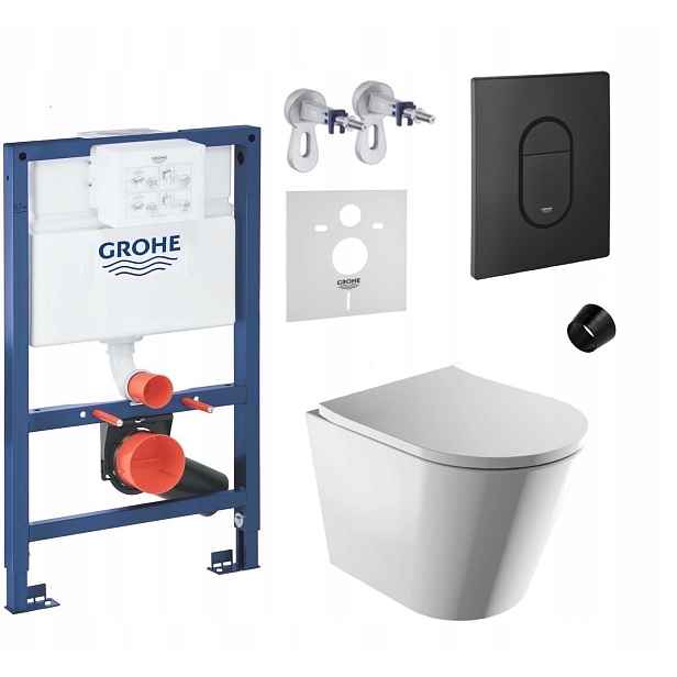 7v1 Sada Wc, Stelaz Grohe, Wc Mísa Rim Omnires, Tlačítko Fresh Černá