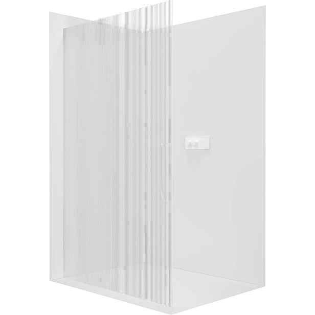 Sprchová zástěna Walk-in Crystal L/P - 8 mm - bezvzpěrový systém - bílá matná, rýhované sklo - 160x200 cm