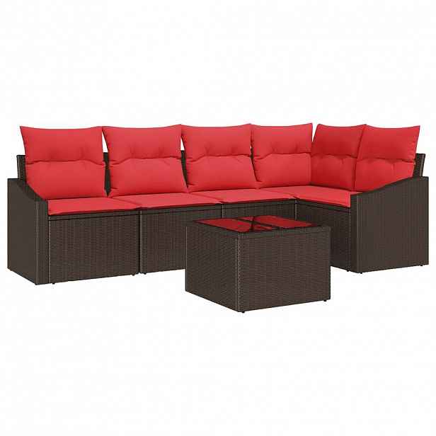 vidaXL Set pohovek 6 ks Hnědá polyratan