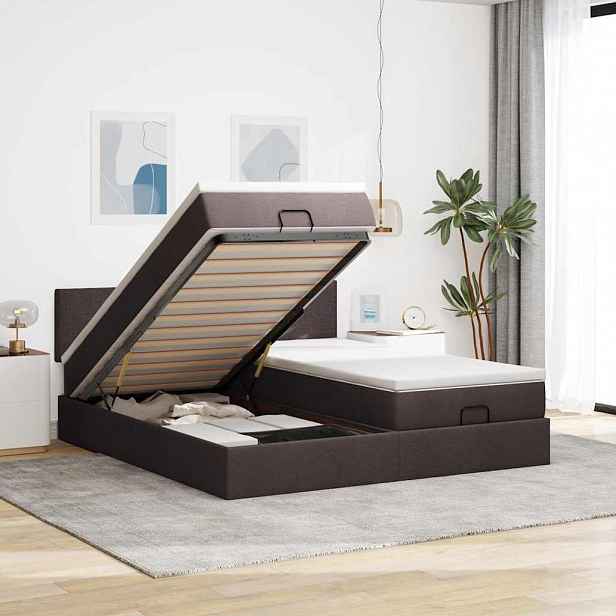 vidaXL Osmanský rám postele s matrací tmavě hnědá 200x200cm textil