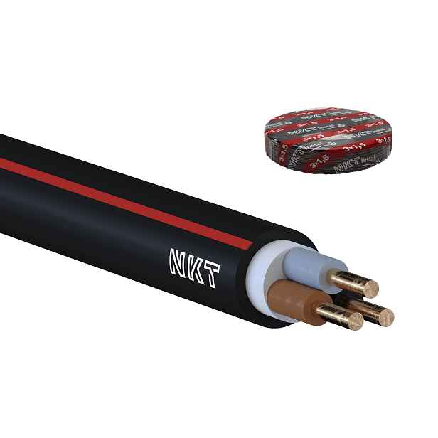 Kabel CYKY-O 3× 1,5 RE 100 m/bal.