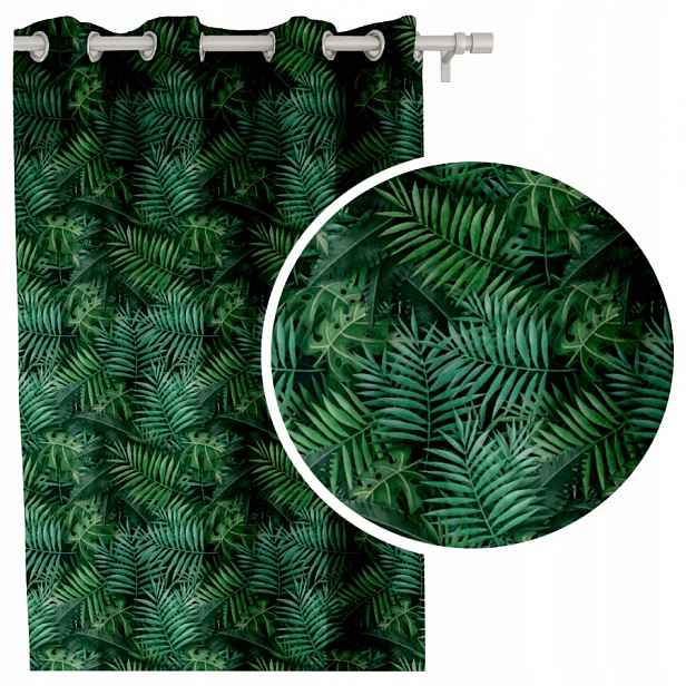 Záclony Panama zelené palmy závěs 145x250 výška