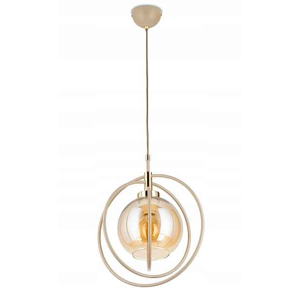Závěsná lampa Nostra Béžovo-zlatá 1xE27 35 cm skleněná Moderní obývací pokoj Taupe