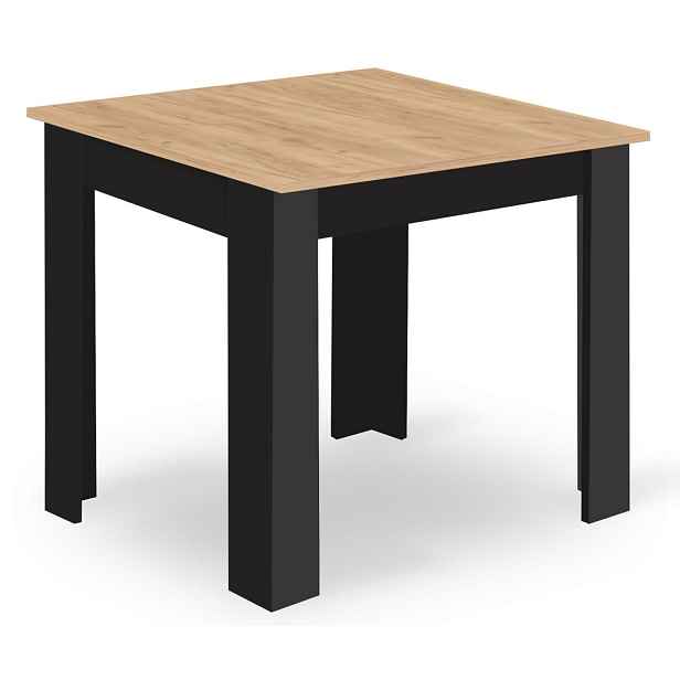 Jídelní stůl MADO černý s deskou v dekoru dub artisan 80x80cm
