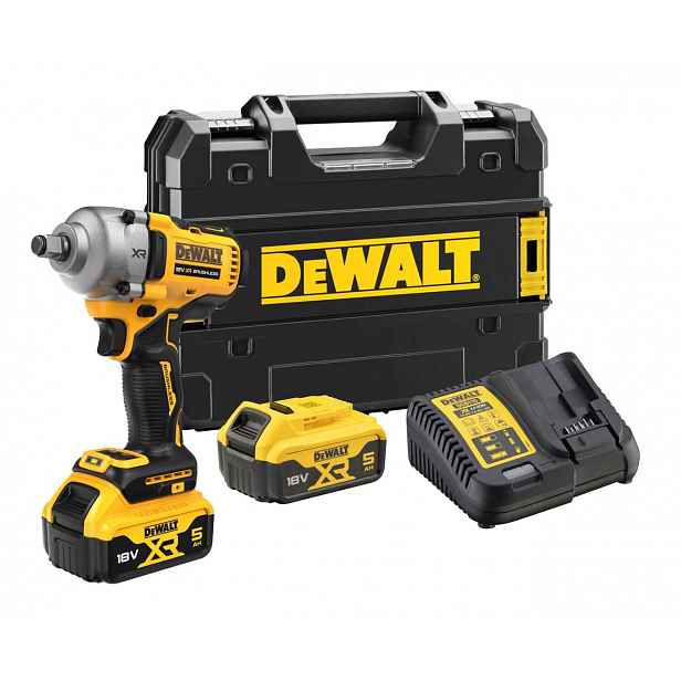 DeWALT - 18V AKU rázový utahovák, 2x 5,0 Ah XR, nabíječka DCF891P2T