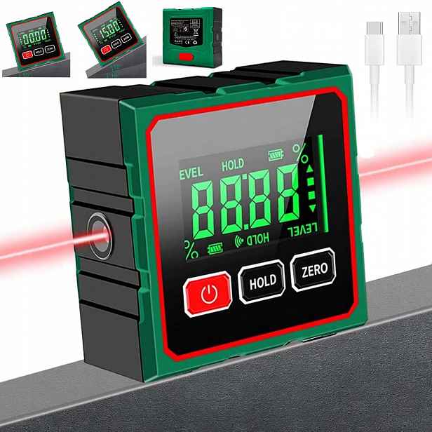 Digitální Úhloměr LCD Se 4 Magnetickými Základnami, Úhloměr, Vodováha
