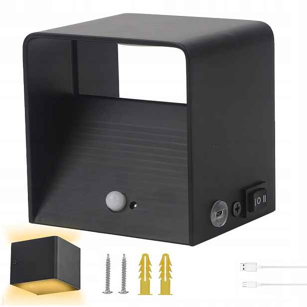 Nástěnná Lampa Krychle Led 3W S Pohybovým Senzorem Do Ložnice Obývacího Pokoje