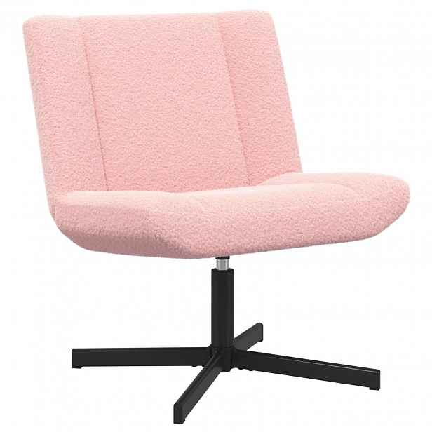 vidaXL Otočná židle Růžová 63 x 75 x 76 cm Ovčí kůže