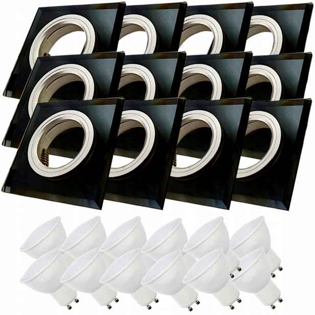 12x Černá Skleněná Stropní Lampa Halogenová Objímka Led Žárovky 1.5W