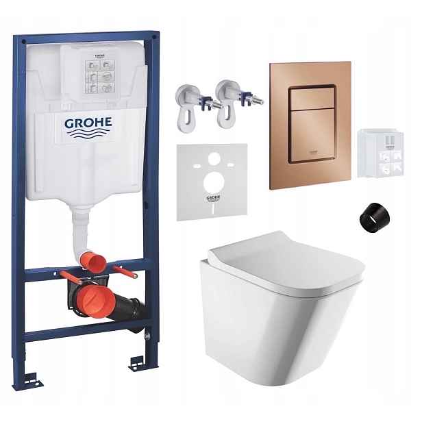 Wc stojan Grohe Rapid Sl s mísou Omnires a tlačítkem kartáčovaná měď