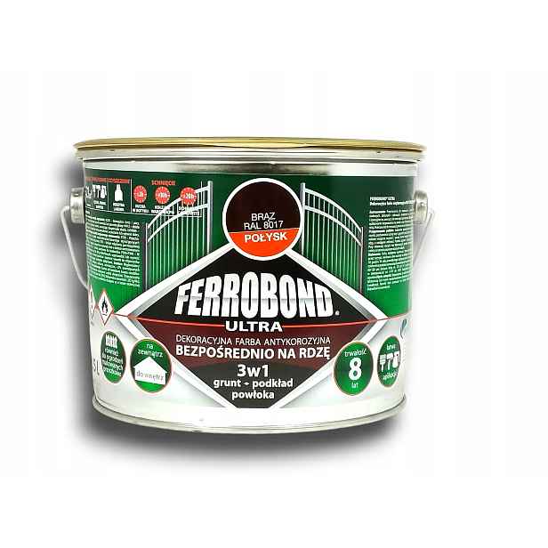 Barva barva proti rzi 3v1 Ferrobond Ultra RAL8017 Hnědý lesk 2,5L