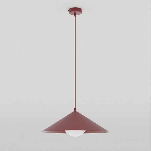 Závěsná lampa Mono 1-bodová bordó s opálovým stínítkem E14